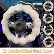 Rabbit fur steering wheel Steering Wheel Cover Cute Wave Soft Plush Steer Cover With Bow Anti Slip F
