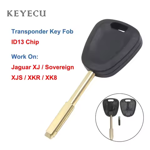 Keyecu Transponder Car Key with ID13 Chip for Jaguar XJ, XJ Sovereign, XJS, XKR, XK8 1997 1998 1999 