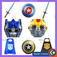 LED Transformers Mask Capes Bumblebee Optimus Prime Topeng Sword Boys Costume Play Pretend Blue Yell
