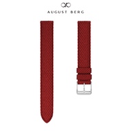 August Berg Red Perlon Silver Buckle Watch Strap