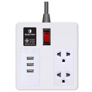ELECTONรางปลั๊กไฟ (2 เต้า, 1สวิทซ์, 3 USB, 3 เมตร) รุ่น EP-A4103U3