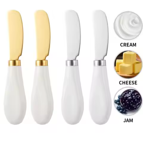 New Stainless Steel Cheese Knife Wipe Cream Bread Jam Dessert Knife Ceramic Handle Butter Knife Cant