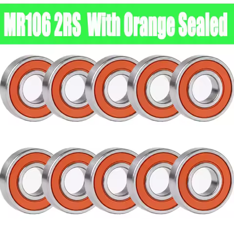 10PC MR106RS Bearing ABEC-3 6X10X3 mm Miniature MR106-2RS Ball Bearings Orange Sealed MR106 2RS Bear