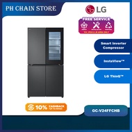 LG 601L French Door Inverter Fridge with InstaView in Matte Black Finish | 4 Door Refrigerator GC-V2