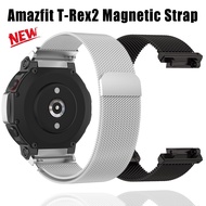 Magnetic stainless steel mesh strap for Huami amazfit t-rex2 replacement strap magnetic quick release wrist strap sports strap