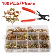 100PCS 10 saiz 6-22mm zink bersalut Spring Hose Pipe Clamps Air Clip Clamp + tang