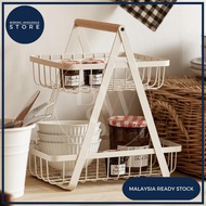 Rak Bawang Bakul Serbaguna 2 Tingkat Menyusun Bawang / Sayur-sayuran - Rak Penyimpanan Berbilang Tin