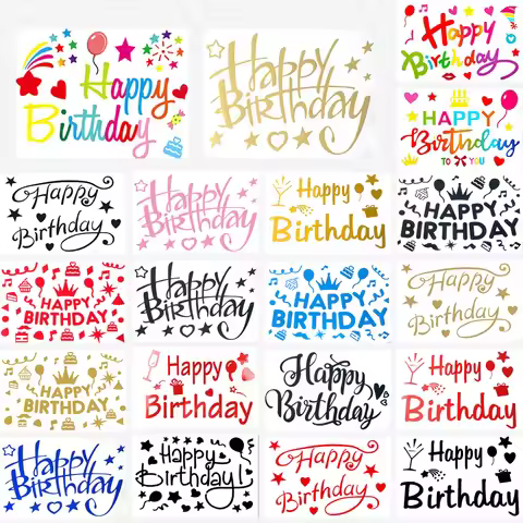6pcs happy birthday 36inch balloons Stickers For Mother's day father's Day Christmas DIY Stickers ba