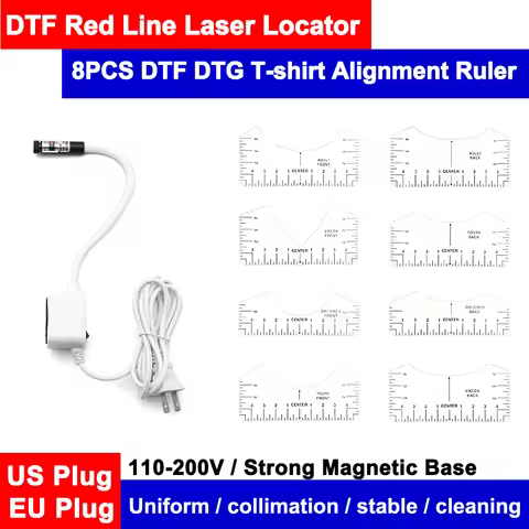 DTF Print Laser Locator Light Sewing Machine Red Line Cross 8PCS T-shirt Alignment Ruler For Sublima