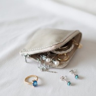 真皮皮革飾品收納盒 7cm×7cm YKK金屬拉鍊 戒指耳環項鍊