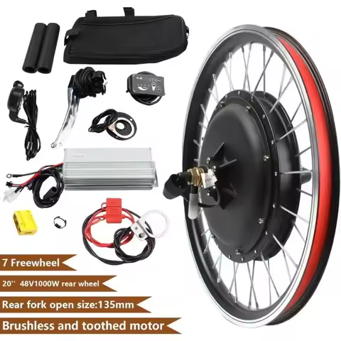 20inch Electric Bicycle Rear Wheel Conversion Kit 48V 1000W Brushless Toothed Motor Hub with LCD Dis