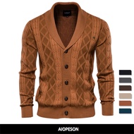 Cotton Argyle Cardigan Men Casual Single Breasted Solid Color Business Mens Cardigans Fashion Sweate