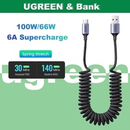 UGREEN 100W 6A Spring USB Type C Cable for Car Styling Storage Flexible 2A Charging Cable USB C