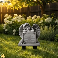 IRTJIFSSU Garden Angel Statue, Commemorative Design 5.11x7.8in Angel Tombstone Plaque, Graceful Grey