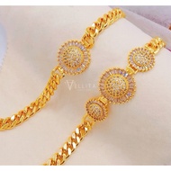 [VJ] Cop916 Bracelet "Sunflower CZ" 999.9 Bangkok Gold Plated Curb Elegant CZ < Rantai Tangan Permat