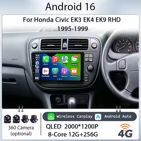 9" Android 16 for Honda Civic EK3 EK4 EK9 RHD 1995‑1999 Car Stereo IPS HD Touch Screen Wireless CarP