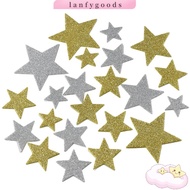 LANFY 200pcs Glitter Star Foam Stickers, Paper Silver and Gold Sparkly Foam Stickers, Easy To Peel  