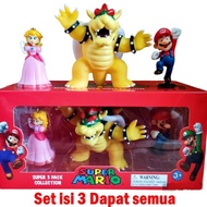 Super Mario Bros Princess Peach Bowser Mario Figure Display contains 3 pieces