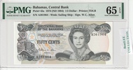Bahamas P42a 1974 (ND1984) 1/2 Dollar S/N: A 261964 (2nd June 1964 or Feb 6th 1964) PMG 65 EPQ