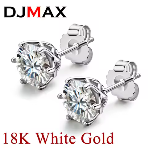 DJMAX Korean Fashion D Color Moissanite Stud Earrings For Women Luxury Jewelry, Original 925 Sterlin