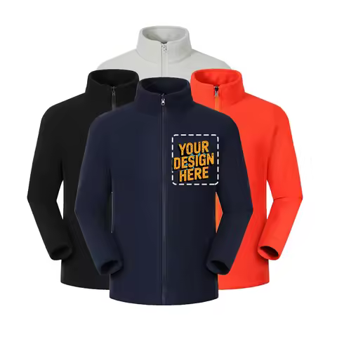 Free Logo Printing! Unisex Heavyweight 660g Stand Collar Fleece Jacket - 100% Polyester Thermal Ther
