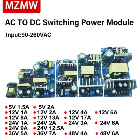 AC 90-260V to DC 5V 12V 24V 36V 48V 1A 2A 3A 4A 6A 7A 8A 9A Isolated Switching Power Supply Module B