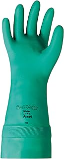 Ansell 37-165-10 Sol-Vex Nitrile Gloves, Straight Cuff, Unlined Lined, Size 10, 15", Green (Pack of 12)
