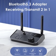 ตัวรับสัญญาณบลูทูธเครื่องส่งสัญญาณ BT 5.3 แจ็ค Aux 3.5 มม. RCA อะแดปเตอร์เสียงเพลงไร้สายคู่ 2 อุปกรณ์สำหรับทีวีรถหูฟัง PC