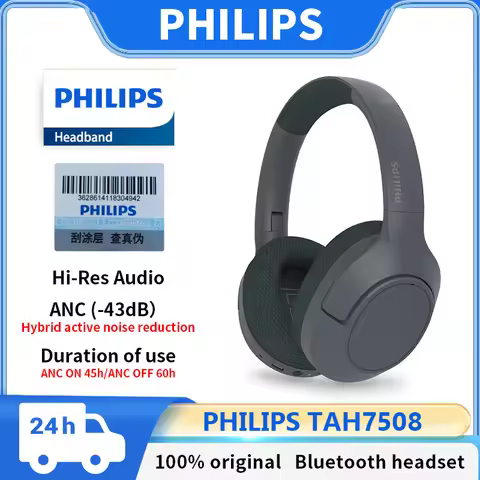 Philips TAH7508 Earphone Wireless Noise Canceling Pro Headset Hi-Res Stereo Long Battery Life Blueto