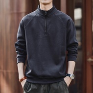 2025 American Retro Half Zipper Stand Collar Sweatshirt Men's Autumn Street Wear Loose Casual Sports