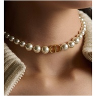 Pearl Necklace Gold CD Buckle Classic Clavicle Chain Necklace