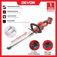DEVON 4220-Li-20  20V Lithium-Ion Brushless Cordless Hedge Trimmer With 2 x 20V 4.0 A.H Battery & 1x