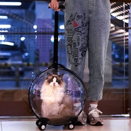 AT/🧨Cat Bag Portable Pet Luggage Transparent Space Capsule Trolley Cat Trolley Dog Cage Suitcase PZ3K