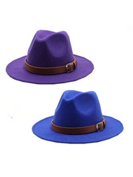 韓版羊毛 Fedora 帽，爵士帽，英倫風帽，寬邊帽，男女適用，秋冬時尚平頂帽，呢子帽