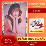 Large wall-mounted mirrored mica wood photo frame 30x40cm printed on demand