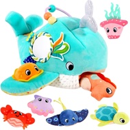 Baby Toys 6-12 Months - Soft Ocean Adventure Toy with Rattle, Crinkle Paper, Squeaker, Mirror - Mont