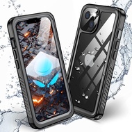 สำหรับซองกันน้ำ iPhone 15 Pro Max,เคสป้องกันหน้าจอในตัวป้องกันเต็มรูปแบบ360 ° เคสใช้ใต้น้ำ IP68สำหรั