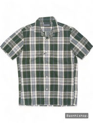 Áo Sơ Mi Tay Ngắn Perry Ellis Linen Open Collar Regular Fit Short Sleeved Shirt - SIZE S