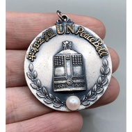 Vintage peace bell medal with 5mm Akoya tablet selected from Japan
