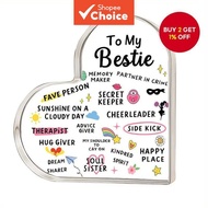 Bestie Heart-Shaped Friendship Keepsake Box - Clear Acrylic Gift with Colorful Best Friend Quotes & 