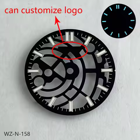 28.5mm NH38 dial blue luminous skeleton dial for Japan NH38/NH70/NH72 automatic skeleton movement wa