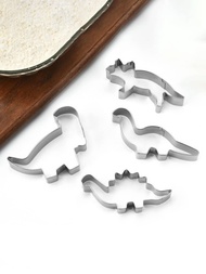 4入組恐龍形狀不銹鋼餅乾模具