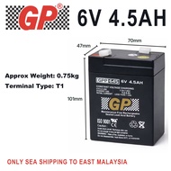 GP 6V Rechargeable Sealed Lead Acid Battery 4.5Ah / 1.2Ah / 3.2Ah SLA Battery | Emergency Light | Al