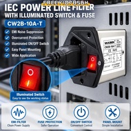 FREEYIO785BH AC Power Filter, 10A Rating Single Phase EMI Power Filter, Safe Silver IEC Inlet Alumin