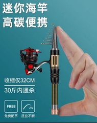 迷你 魚竿 2.4米 套裝 便攜 搭配金屬紡車輪 釣魚竿 鈴魚 遠投竿 路亞套裝 魚杆 魚桿 釣魚