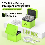 PALO 1.5V AA Rechargeable Li-ion Battery+12-slot 1.5V Li-ion Battery Intelligent Charger Box