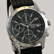 Free Shipping SEIKO QUARTZ Chronograph Date Ref.7T92-0DW0 38mm Black Dial Men's