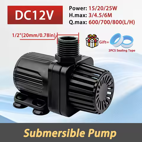DC12V Solar Brushless Silent Submersible Pump, Mini Aquarium Circulation Filter, Flow 600/700/800L/H