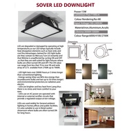 SOVER ( S119/R118 ) BLACK COLOUR LED REMOVABLE DOWNLIGHT 6 INCH 13 WATT WITH ROUND / SQUARE FRAME DA