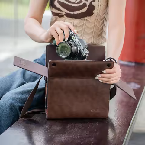 SHELV Leather Camera Bag for Fujifilm Xt5 Xs20 S10 Camera Bag Sony Zve10 a7c2 Canon R50 R10 Nikon Zf